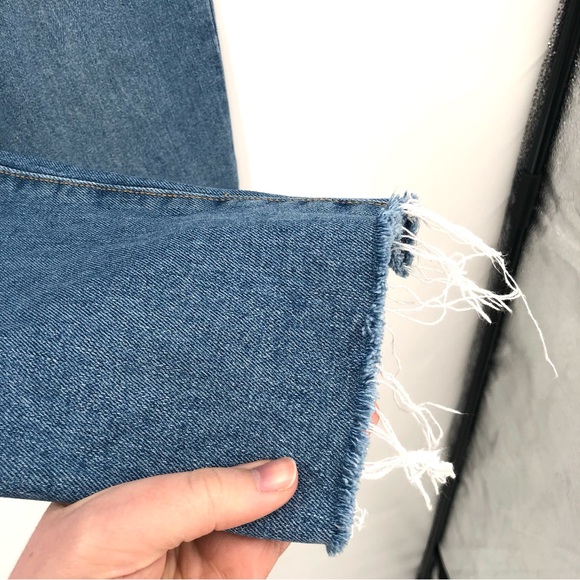 OLD NAVY High-Waisted OG Straight Cut-Off Jeans Alma 14P Women High Rise Raw Hem - Picture 5 of 8